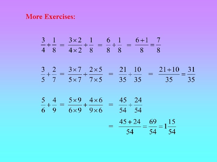 More Exercises: = = = = = 