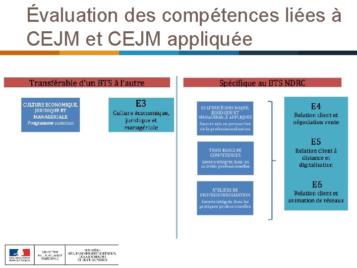 Évaluation des compétences liées à CEJM et CEJM appliquée Évaluation des compétences liées à CEJM et CEJM appliquée