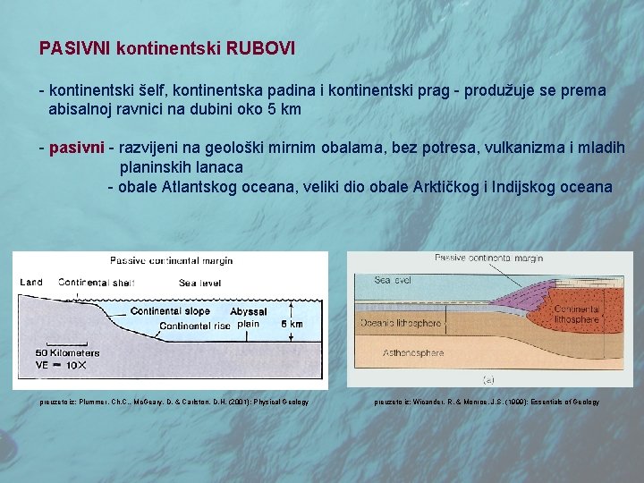 PASIVNI kontinentski RUBOVI - kontinentski šelf, kontinentska padina i kontinentski prag - produžuje se