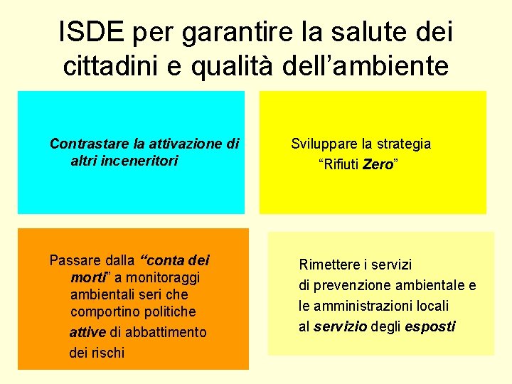 ISDE per garantire la salute dei cittadini e qualità dell’ambiente Contrastare la attivazione di ISDE per garantire la salute dei cittadini e qualità dell’ambiente Contrastare la attivazione di