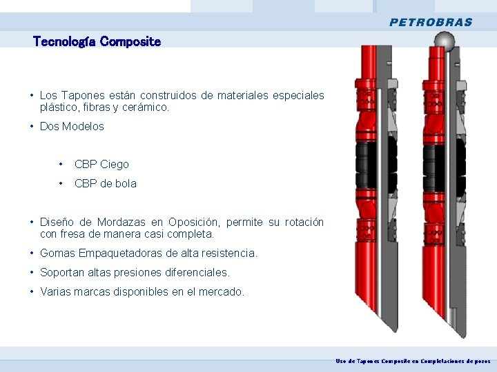 Tecnología Composite • Los Tapones están construidos de materiales especiales plástico, fibras y cerámico.