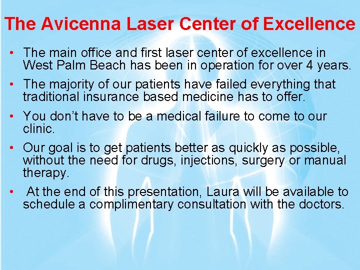 The Avicenna Laser Center of Excellence • The main office and first laser center