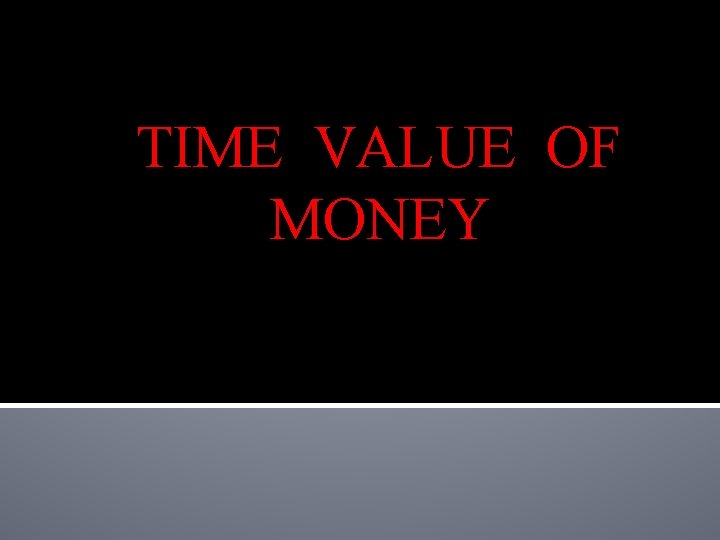 TIME VALUE OF MONEY 