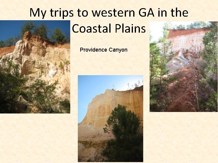 My trips to western GA in the Coastal Plains Providence Canyon 