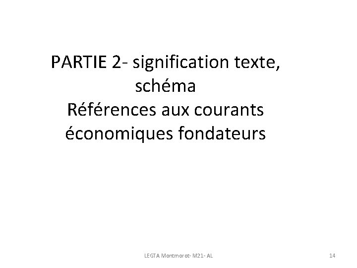 PARTIE 2 - signification texte, schéma Références aux courants économiques fondateurs LEGTA Montmorot- M