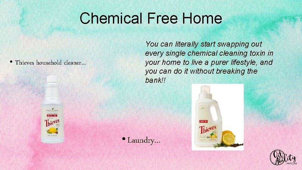 Chemical Free Home • Thieves household cleaner… You can literally start swapping out every