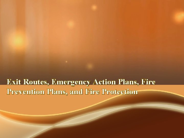 Exit Routes, Emergency Action Plans, Fire Prevention Plans, and Fire Protection 