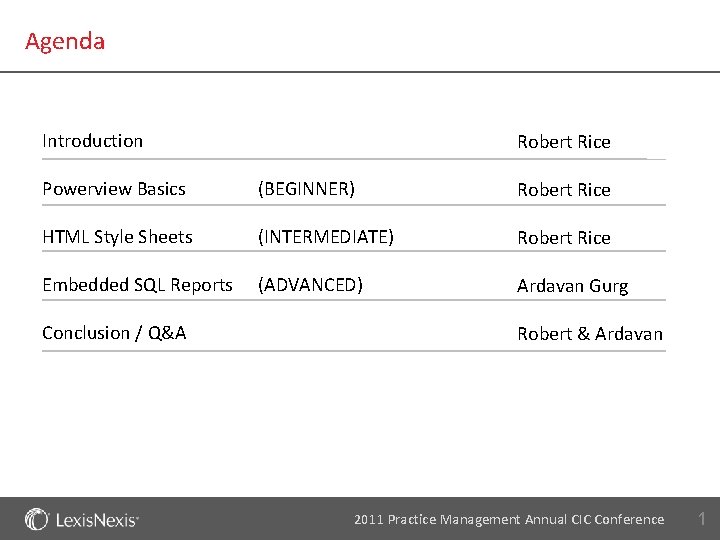 Agenda Introduction Robert Rice Powerview Basics (BEGINNER) Robert Rice HTML Style Sheets (INTERMEDIATE) Robert