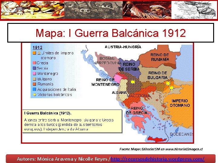 Mapa: I Guerra Balcánica 1912 Fuente Mapa: Editorial SM en www. historia 1 imagen.