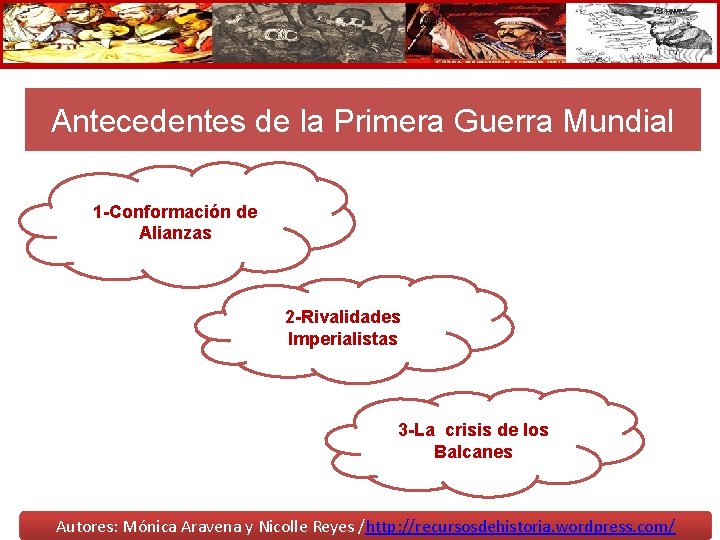 Antecedentes de la Primera Guerra Mundial 1 -Conformación de Alianzas 2 -Rivalidades Imperialistas 3