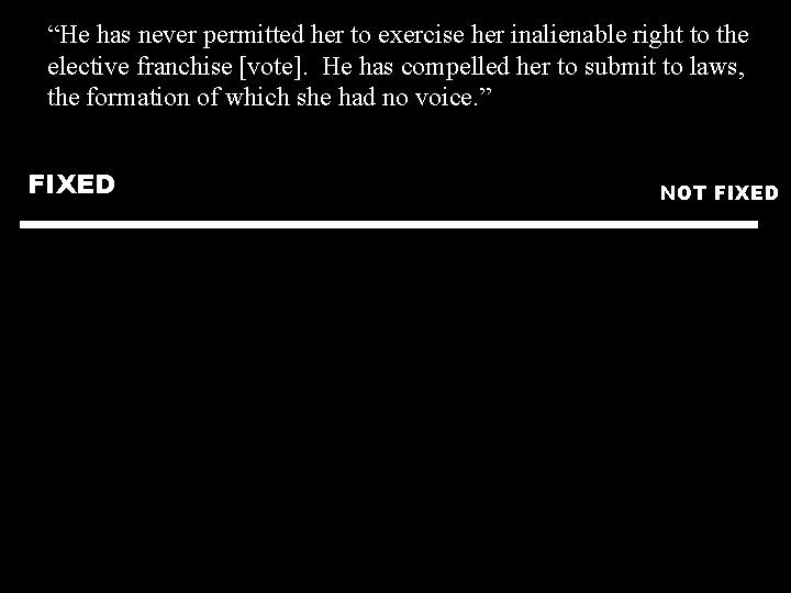 “He has never permitted her to exercise her inalienable right to the elective franchise