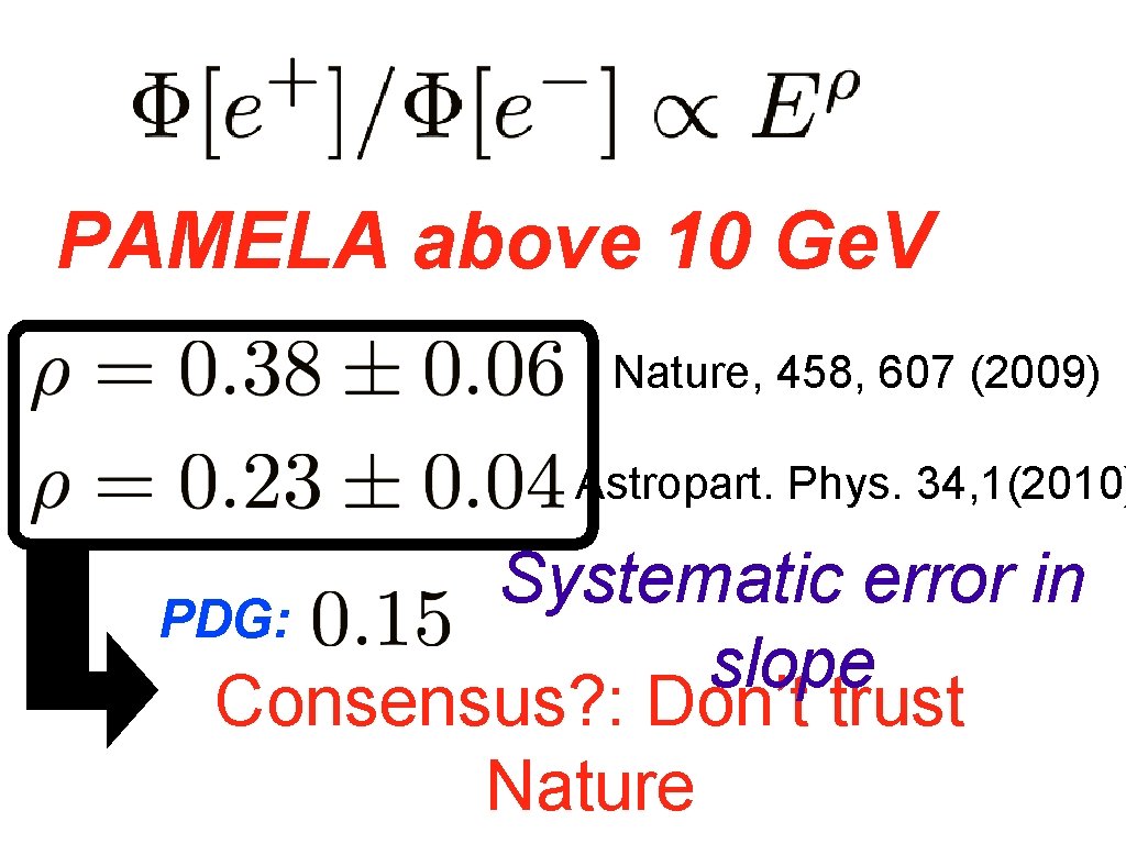 PAMELA above 10 Ge. V Nature, 458, 607 (2009) Astropart. Phys. 34, 1(2010) Systematic