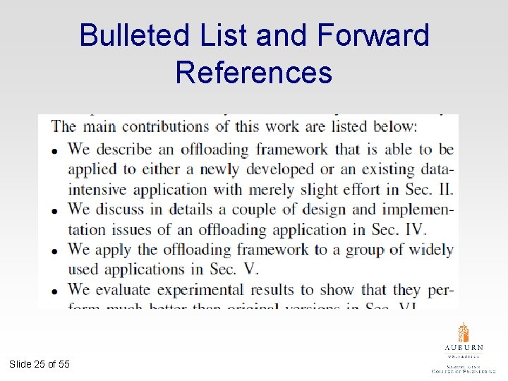 Bulleted List and Forward References Slide 25 of 55 