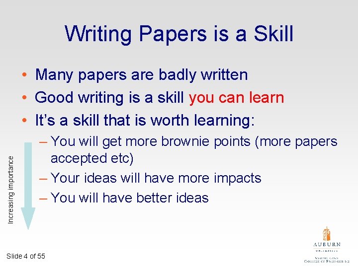 Writing Papers is a Skill Increasing importance • Many papers are badly written •