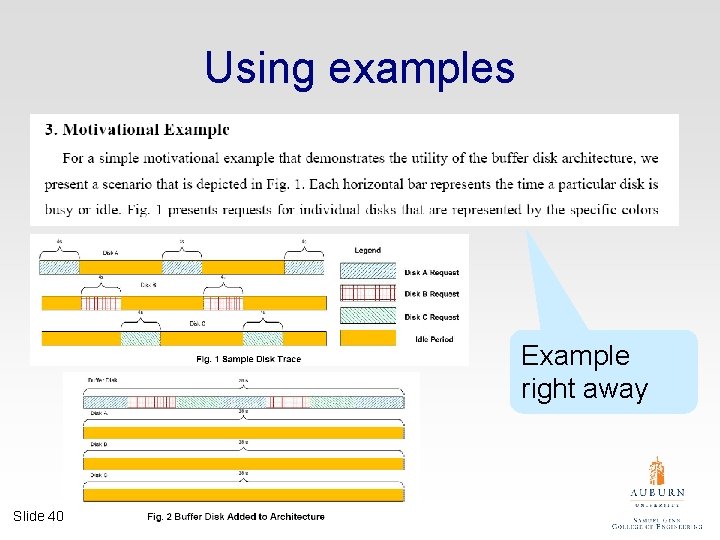 Using examples Example right away Slide 40 of 55 