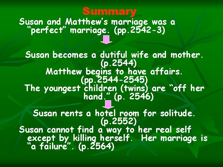 Summary Susan and Matthew’s marriage was a “perfect” marriage. (pp. 2542 -3) Susan becomes