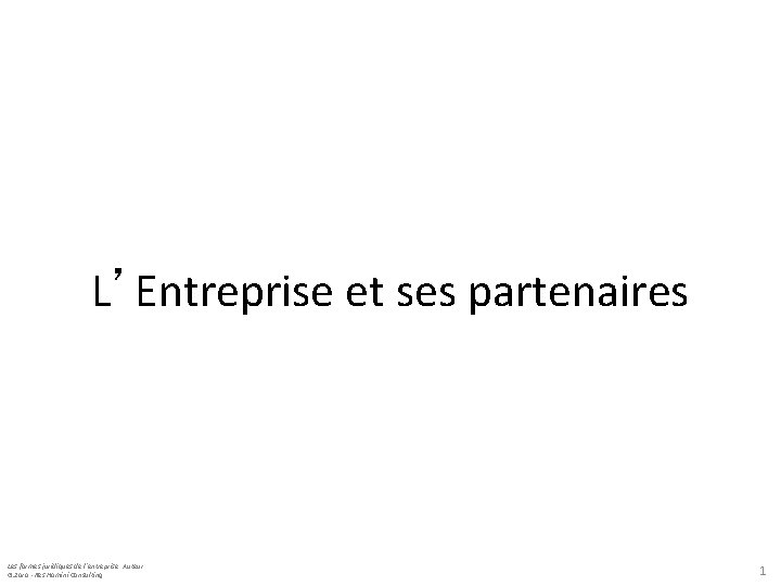 L’Entreprise et ses partenaires Les formes juridiques de l’entreprise: Auteur: G. Zara -Res Homini