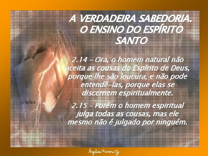 A VERDADEIRA SABEDORIA. O ENSINO DO ESPÍRITO SANTO 2. 14 – Ora, o homem