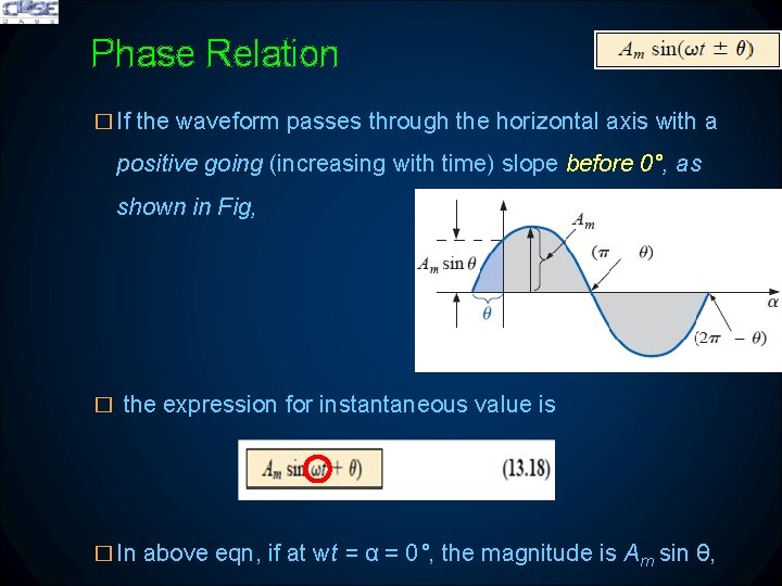 Phase Relation � If the waveform passes through the horizontal axis with a positive Phase Relation � If the waveform passes through the horizontal axis with a positive