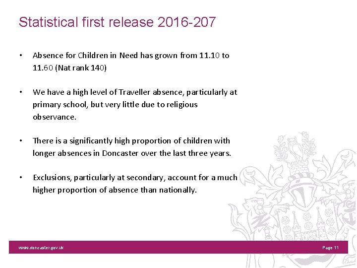 Statistical first release 2016 -207 • Absence for Children in Need has grown from