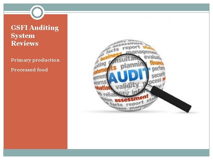GSFI Auditing System Reviews Primary production Processed food 