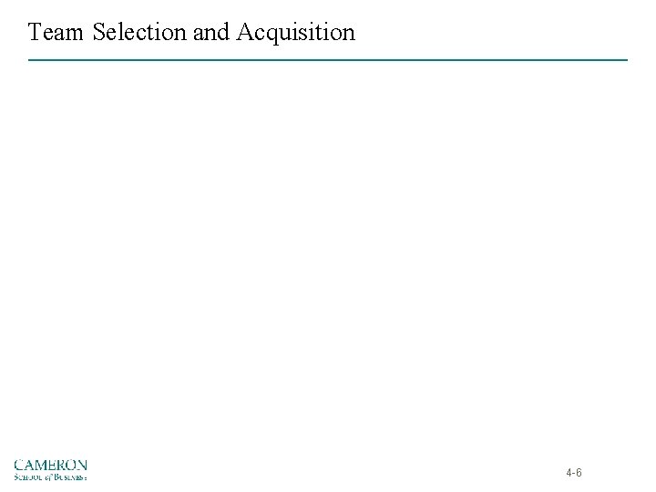 Team Selection and Acquisition 4 -6 