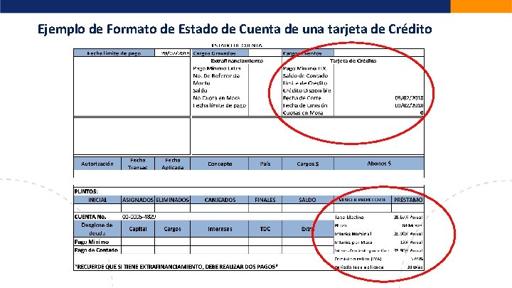 Ejemplo de Formato de Estado de Cuenta de una tarjeta de Crédito 