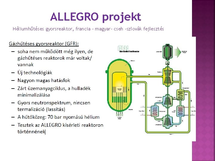 ALLEGRO projekt Héliumhűtéses gyorsreaktor, francia – magyar- cseh –szlovák fejlesztés 
