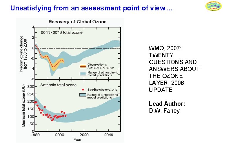 Unsatisfying from an assessment point of view. . . WMO, 2007: TWENTY QUESTIONS AND