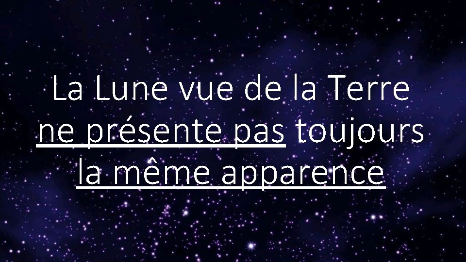 La Lune vue de la Terre ne présente pas toujours la même apparence 