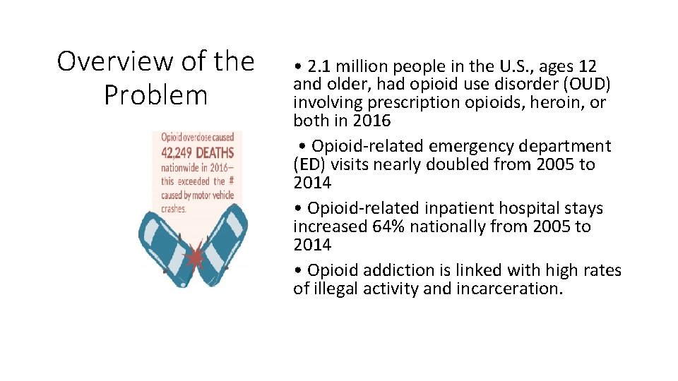 Overview of the Problem • 2. 1 million people in the U. S. ,