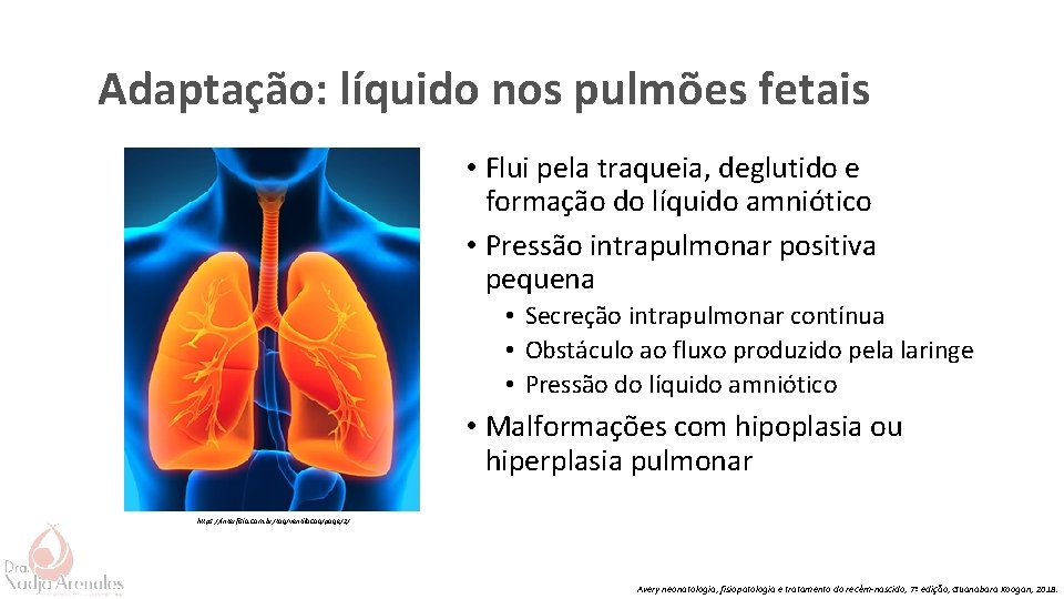 Adaptação: líquido nos pulmões fetais • Flui pela traqueia, deglutido e formação do líquido