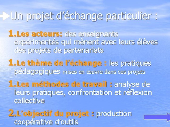 Un projet d’échange particulier : 1. Les acteurs: des enseignants expérimentés qui mènent avec