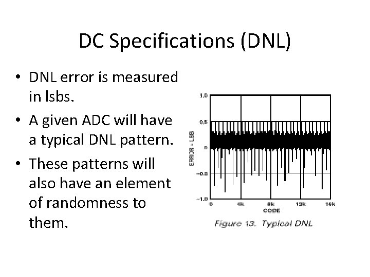 DC Specifications (DNL) • DNL error is measured in lsbs. • A given ADC DC Specifications (DNL) • DNL error is measured in lsbs. • A given ADC