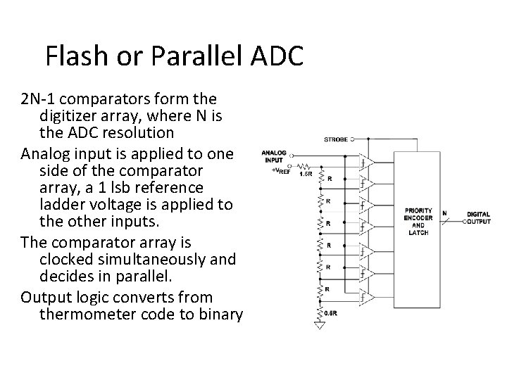 Flash or Parallel ADC 2 N-1 comparators form the digitizer array, where N is Flash or Parallel ADC 2 N-1 comparators form the digitizer array, where N is