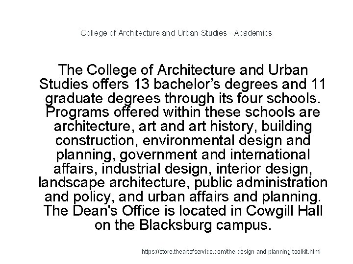 College of Architecture and Urban Studies - Academics The College of Architecture and Urban