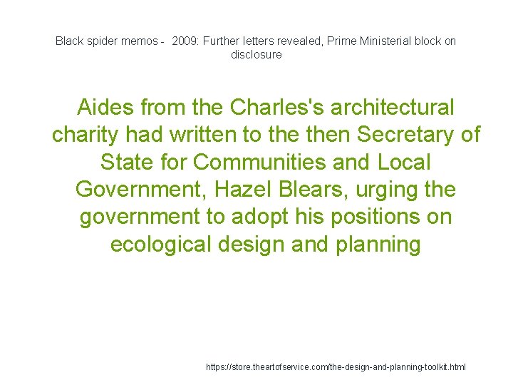 Black spider memos - 2009: Further letters revealed, Prime Ministerial block on disclosure Aides