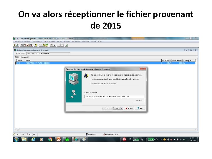 On va alors réceptionner le fichier provenant de 2015 