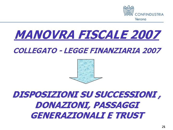 MANOVRA FISCALE 2007 COLLEGATO - LEGGE FINANZIARIA 2007 DISPOSIZIONI SU SUCCESSIONI , DONAZIONI, PASSAGGI