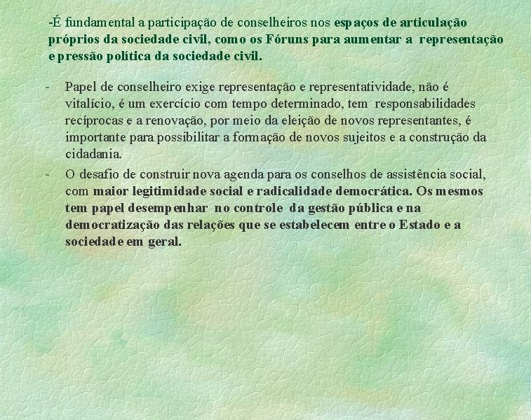 -É fundamental a participação de conselheiros nos espaços de articulação próprios da sociedade civil,