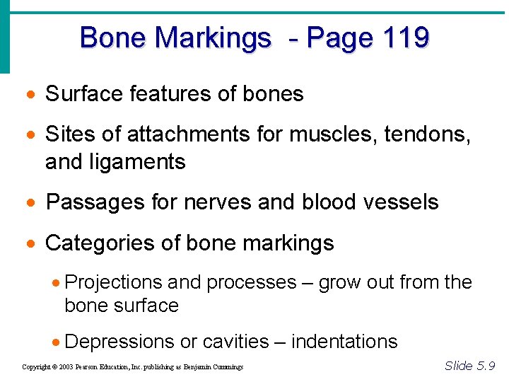 Bone Markings - Page 119 · Surface features of bones · Sites of attachments