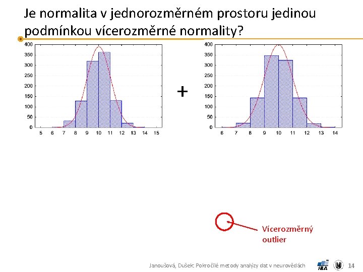 Je normalita v jednorozměrném prostoru jedinou podmínkou vícerozměrné normality? + Vícerozměrný outlier Janoušová, Dušek: