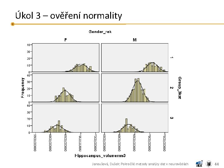 Úkol 3 – ověření normality Janoušová, Dušek: Pokročilé metody analýzy dat v neurovědách 44