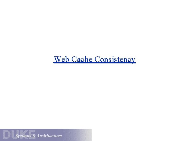 Web Cache Consistency 