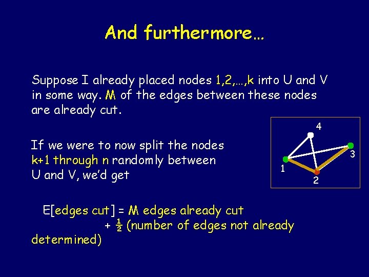 And furthermore… Suppose I already placed nodes 1, 2, …, k into U and