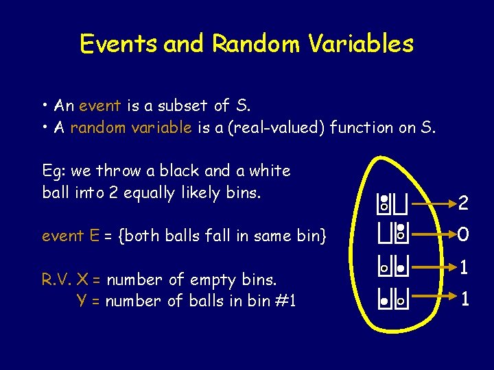 Events and Random Variables • An event is a subset of S. • A