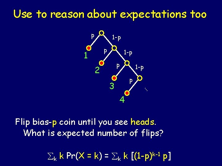 Use to reason about expectations too p 1 -p p 1 1 -p p