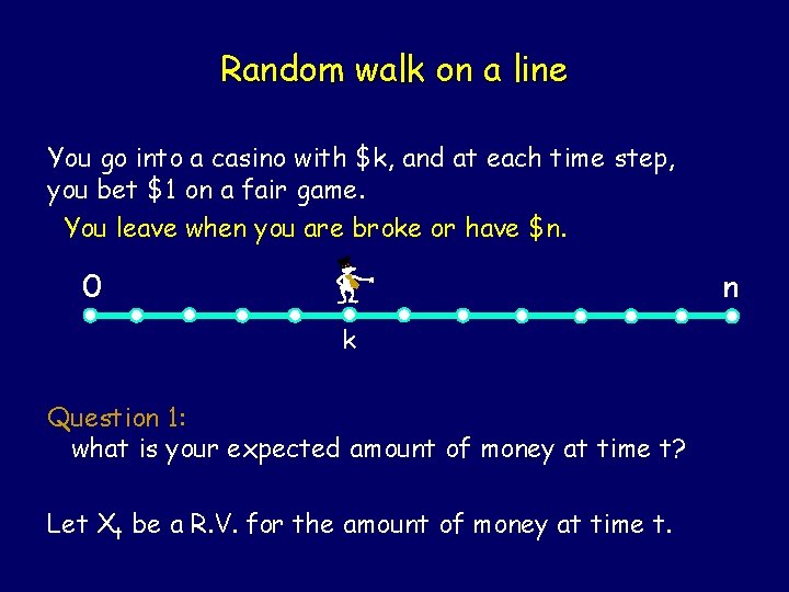 Random walk on a line You go into a casino with $k, and at