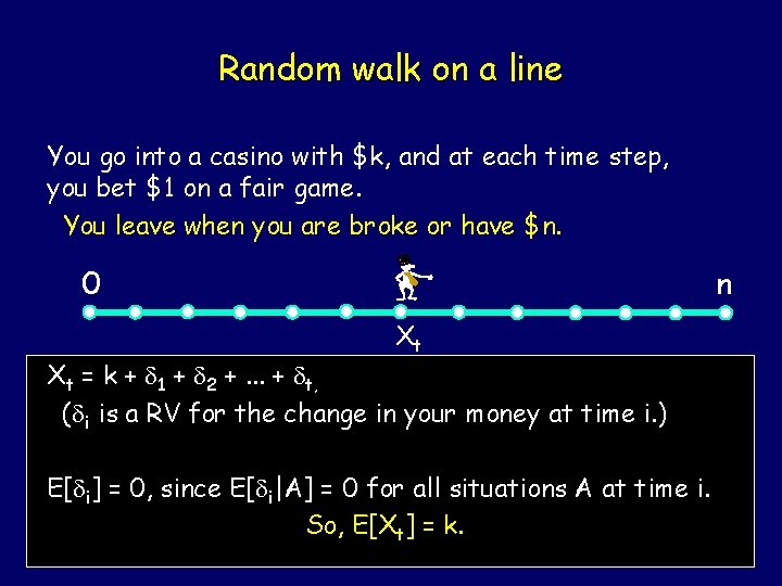 Random walk on a line You go into a casino with $k, and at