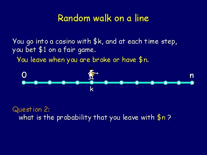 Random walk on a line You go into a casino with $k, and at